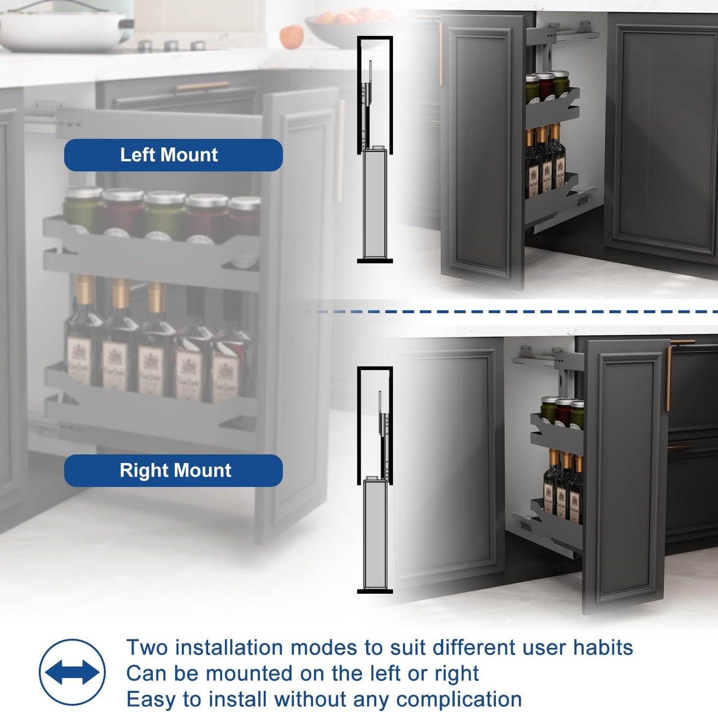 VADANIA Narrow Pull Out Cabinet Organizer, For 8" Cabinets