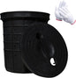 Perforated Sump Pump Basin with Lid, 18.5x16.9x15.7 Inch Heavy-Duty Perforated Sump Pump Bucket, 42 Drainage Holes,Suitable for Yard, Patio Driveway Drainage(Black) (18.5 x 16.9 x 15.7 Inch)