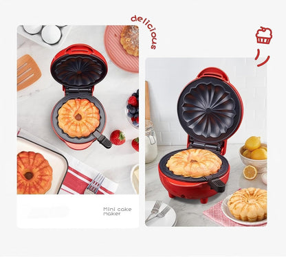 Mini Maker Waffle Maker 5“ Non-Stick Waffler Iron Stuffler Stuffed Wafflera Adjustable Browning Control, Heart, Azure
