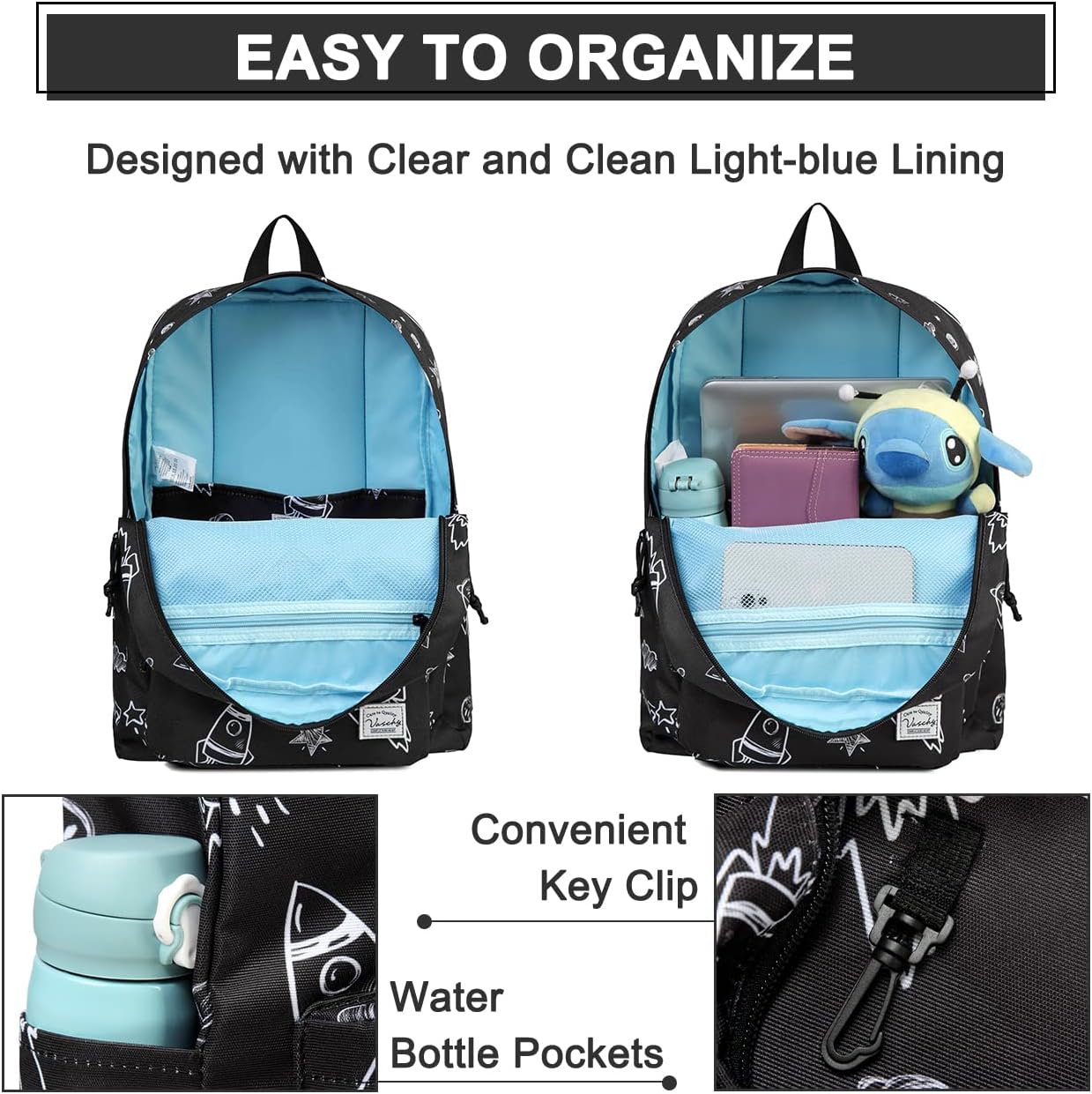 School Backpack for Kids, VASCHY Lightweight Water Resistant Casual Schoolbag Daypack for Men Women Teen Boys Girl Bookbag