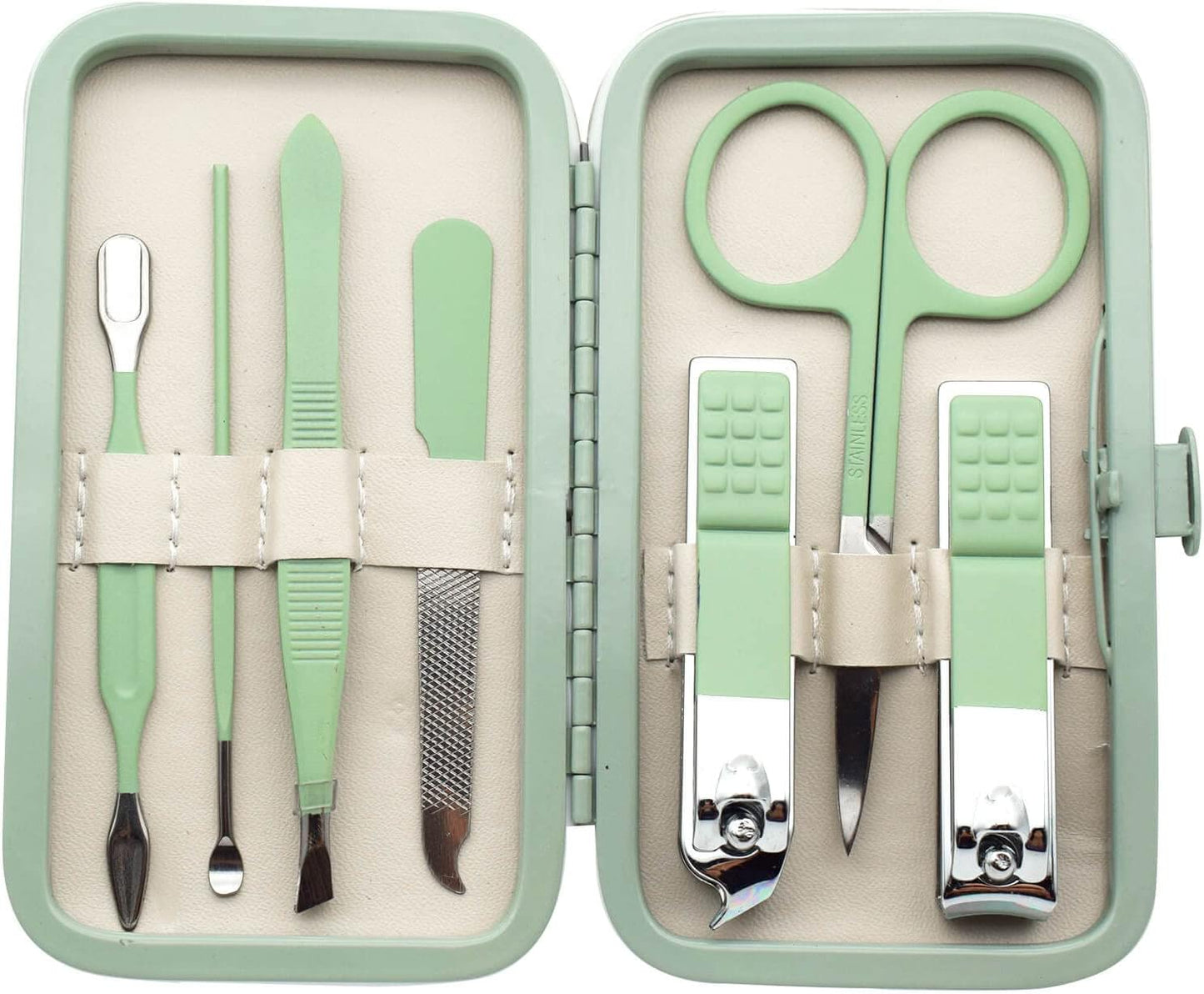 Manicure Set Nail Clippers Pedicure Kit -7PCS Stainless Steel Manicure Kit, Professional Grooming Kits, Nail Care Tools with Luxurious Travel Leather Case Gift Box (7, Black)