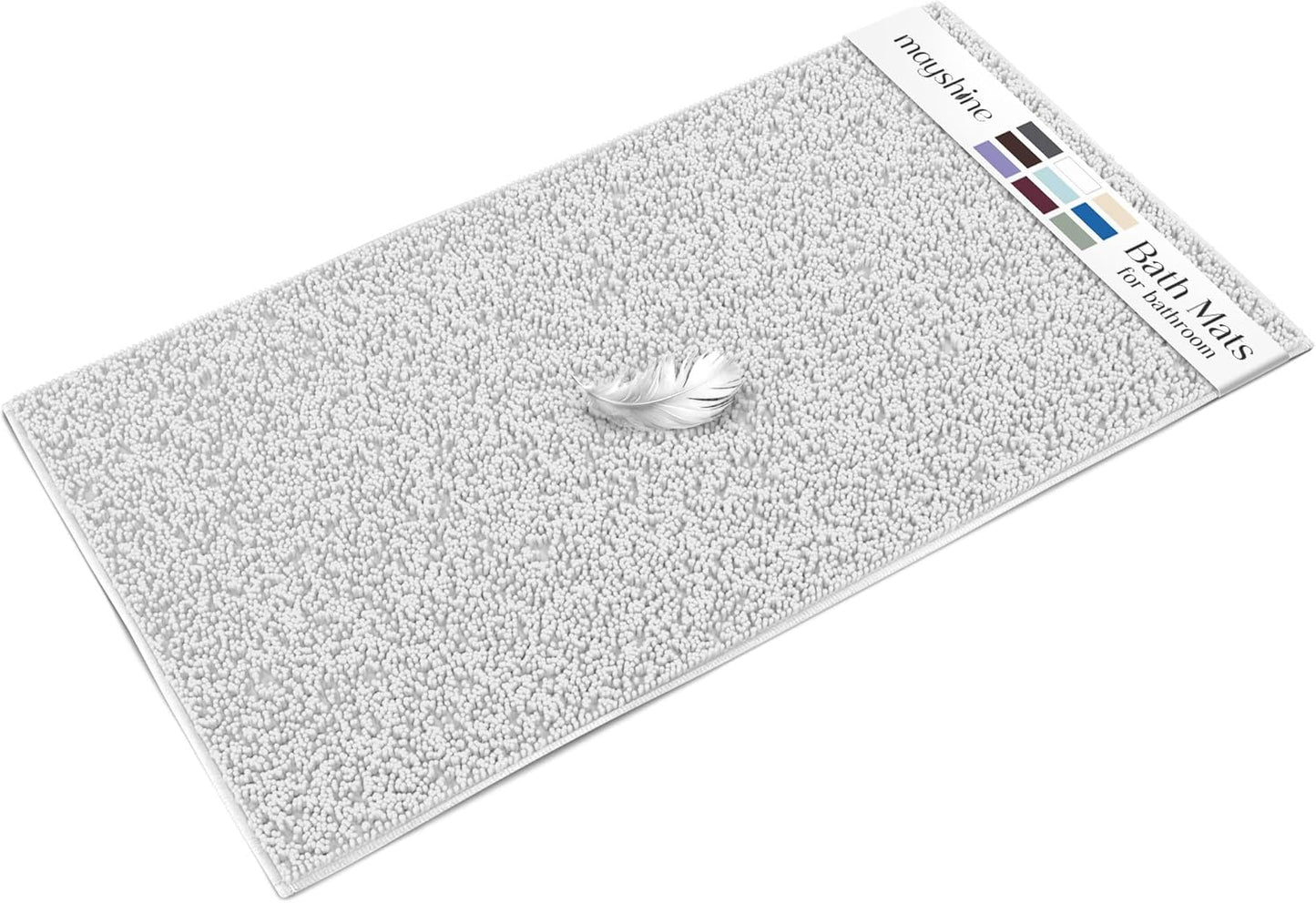 Soft Plush Chenille Bathroom Rug, Absorbent Microfiber Bath Mat, Machine Washable, Non-Slip Grip, Quick-Dry, Thick Shag Carpet Great for Bath, Shower Floor, Bedroom, or Door Mat (Beige, 17x24)