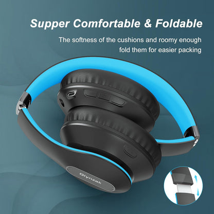 Glynzak Wireless Bluetooth Headphones Over Ear 65H Playtime HiFi Stereo Headset with Microphone and 6EQ Modes Foldable Bluetooth V5.3 Headphones for Desktop Computer Laptop Rose Gold