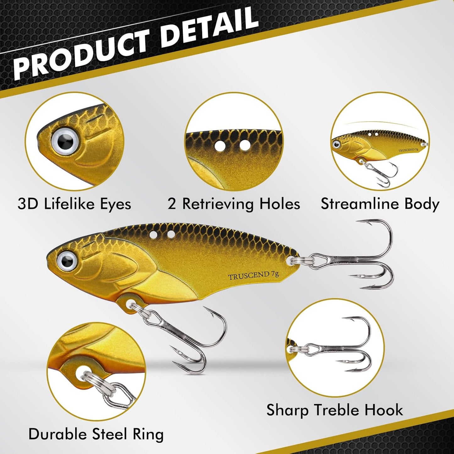 TRUSCEND Fishing Spinners with Unique Double Spoons, Nano-Plated Rooster Tail Fishing Lures with Copper Body & Blade, Great Action Blade Bait for Bass Trout Walleye, Freshwater Ice Fishing Jigs