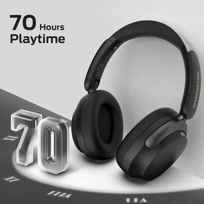 Monster Persona 3rd ANC Active Noise Canceling Headphones, Over Ear Bluetooth Headphones with Mic, 70 Hours Playtime and 3 EQ Modes, Foldable Comfort Lightweight Headphone for Travel, Black