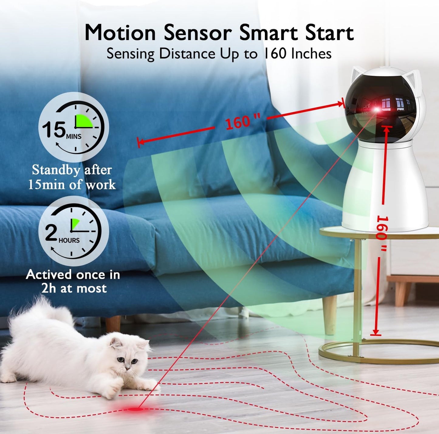 Valonii Cat Toys [2023 Newly Upgraded] Real Random Trajectory Rechargeable Motion Activated Cat Laser Toy Automatic,Interactive Cat Toys for Indoor Cats/Kitten/Dogs