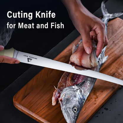 DRAGON RIOT Fillet Knife 7.5 inch Professional Boning Knife for Filleting Japanese Stainless Steel Fish Knife with Ergonomic Handle Super Sharp Fish Filleting Knife for Meat Poultry Cutting