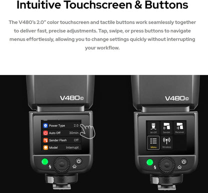 GODOX V480 TTL Camera Flash with GN50,2.4GHz Wireless Speedlight,with Rechargeable Battery (for Nikon)