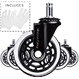 MotionGrey - Premium Dual Office Chair Wheels Replacement for Hardwood Floors, Chair Casters Replacement, Heavy Duty Desk Chair Wheels for Replacing Chair Mat, Rollerblade Casters