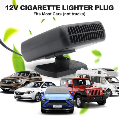 12V Portable Car Heater and Defroster | 200W Windshield Defogger | Cigarette Lighter Plug Car Heater | 360 Degree Rotating Auto Heater | Compact Vehicle Heating Fan - PuriLite