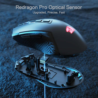 Redragon M693 Wireless Gaming Mouse, 8000 DPI Wired/Wireless Mouse w/ 3-Mode Connection, BT & 2.4G Wireless, 7 Macro Buttons, Durable Power Capacity for PC/Mac/Laptop