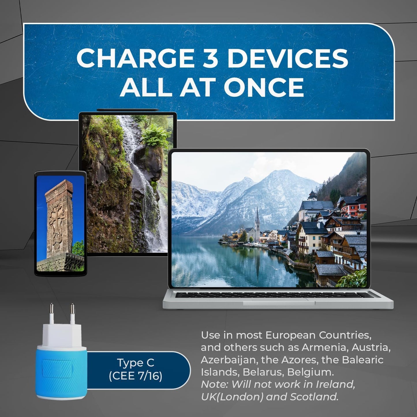 OREI South Africa, Botswana, Namibia Travel Plug Adapter with Dual USB - USA Input - Type M (U2U-10L), Will work with Cell Phones, Camera, Laptop, Tablets, iPad, iPhone