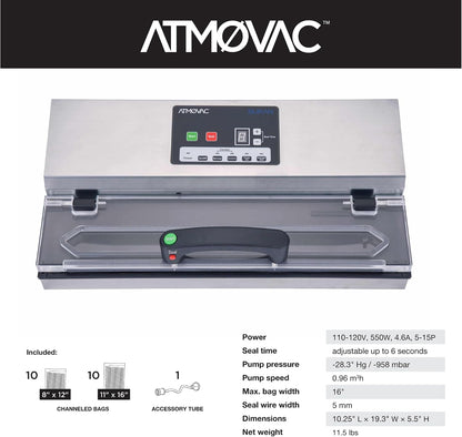 BURAN Commercial Vacuum Sealer for Food Preservation & Sous Vide, Heavy-Duty External Machine with Powerful Suction, 16" Wide Seal Bar
