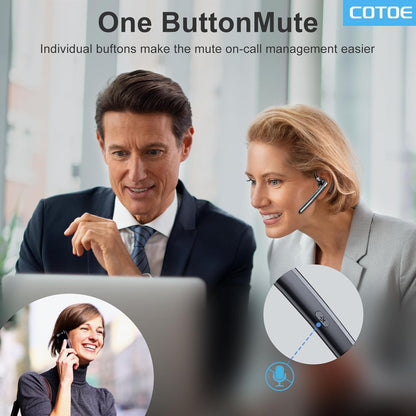 Bluetooth Headset, Bluetooth Earpiece V5.3 with Noise Cancelling Mic, Wireless Headset Hands-Free with High Capacity Battery LED Display Charging Case, Single Ear Headphones for Office/Trucker