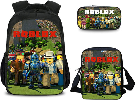 Roblox Backpack with Lunch Box Student Bookbag School Bag for Kids Boys Girls