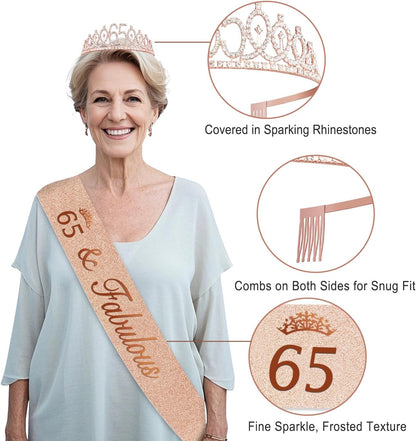 40th Birthday Decorations for Women,32pcs 40th Birthday Party Decorations,Including Backdrop, Crown,Sash,banner, Hanging Swirl,Cake Topper,balloons,Paper Fans,Anniversary Card and paper fans