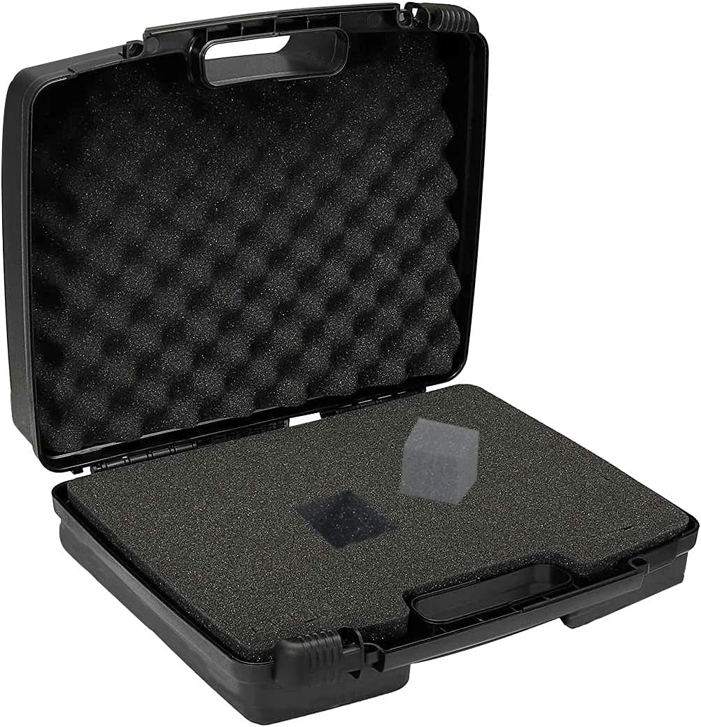 Small Hard Carrying Case with Pluck Foam Interior for iPhone, GoPro, Camera, and More- 14 x 10.4 x 3.5 Inches, Black