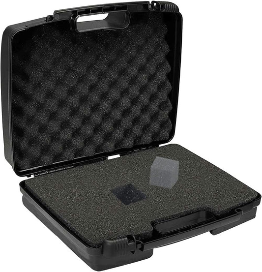 Small Hard Carrying Case with Pluck Foam Interior for iPhone, GoPro, Camera, and More- 14 x 10.4 x 3.5 Inches, Black
