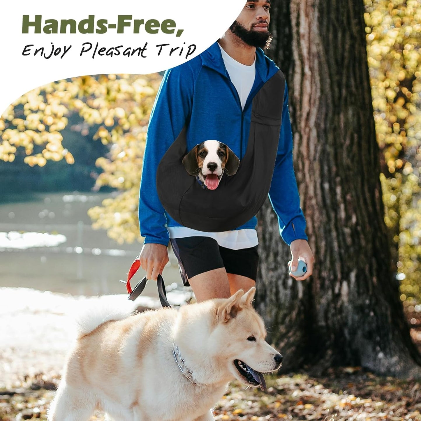 Pawaboo Small Dog Sling Carrier, Reversible Hands Free Dog Sling Carrier for Small Dogs and Cats, Puppy Sling Carrier with Adjustable Strap Buckle & Safety Harness, Puppy Essentials, Grey