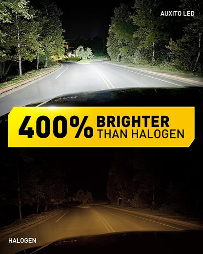 AUXITO H11 LED Headlight Bulbs, 400% Brighter 6500K White Wireless LED Headlights for H8 H9 H16 Fog Lights, DRL, Low Beam or High Beam, Direct Install Plug and Play, IP68 Waterproof, Pack of 2