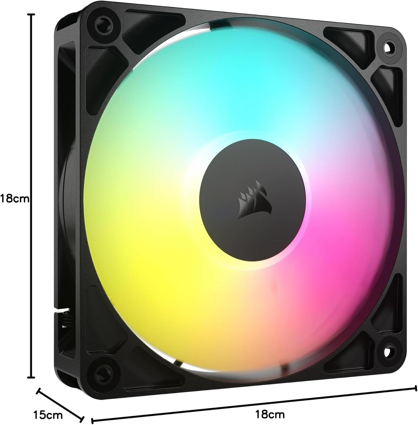 CORSAIR RS120 ARGB 120mm PWM Fan – Daisy-Chain Connection – Low-Noise – Magnetic Dome Bearing – Single Pack – White