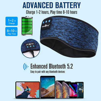 Bluetooth Sleep Headband Headphones | Wireless Sleep Mask Headphones | Music Headband for Side Sleepers | Sports Headband Earphones | Hands Free Audio Headband - PuriLite