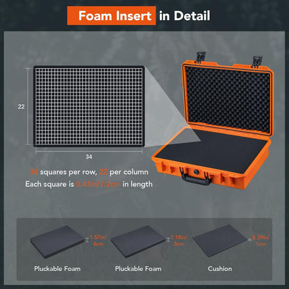 Lykus HC-4410 Waterproof Hard Case with Customizable Foam Insert, Interior Size 17.32x11.42x4.72 in, Suitable for up to 16" Laptop,Starlink Mini,Keyboard,Drill,Audio Mixer,mic,Flashlight,and More