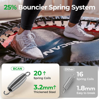 BCAN SP2 40"/48" Foldable Mini Trampoline Max Load 330lbs/440lbs, Fitness Rebounder with Springs, Adjustable Foam Handle, Exercise Trampoline for Adults Indoor/Garden Workout