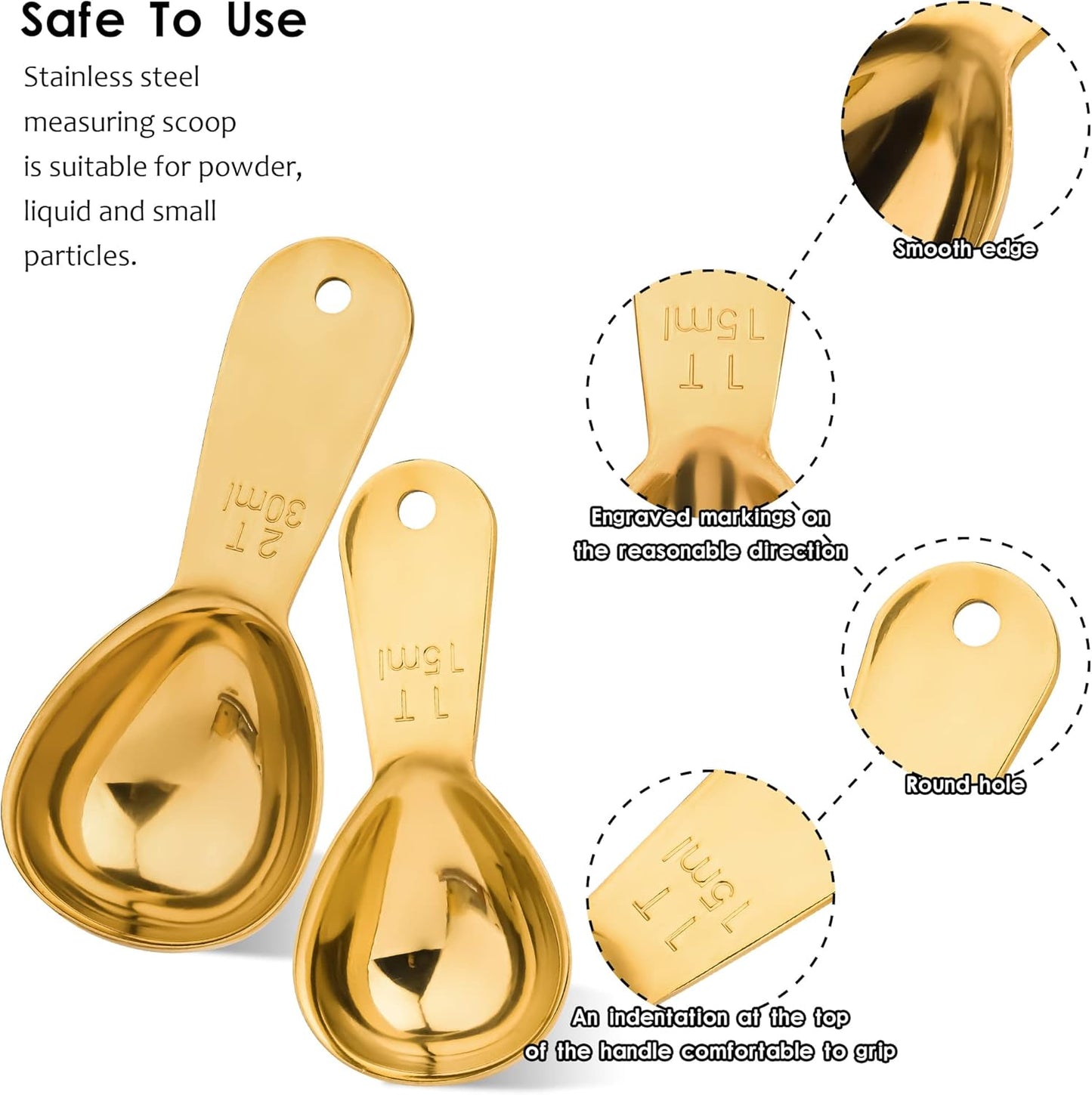 Smithcraft Measuring Cup Set of 8 Stainless Steel Measuring Cups18/8(304) Steel Material Heavy Duty 8 Measuring Cups and 1 Ring Set of 9