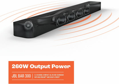 JBL Bar 300: 5.0-Channel Compact All-in-one soundbar with MultiBeam™ and Dolby Atmos®