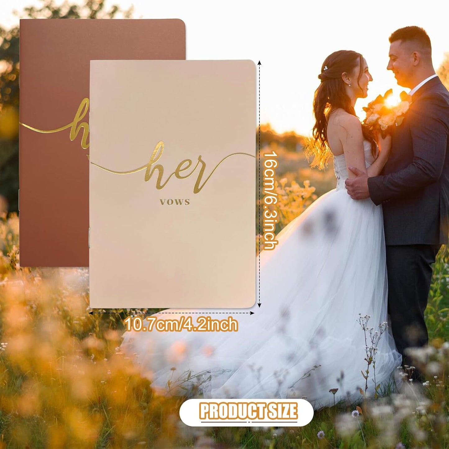 Vekola Vow Books for Wedding His and Hers Elegant Gold Foil Set of 2 Wedding Notebook with 28 Pages (Navy Blue+White)