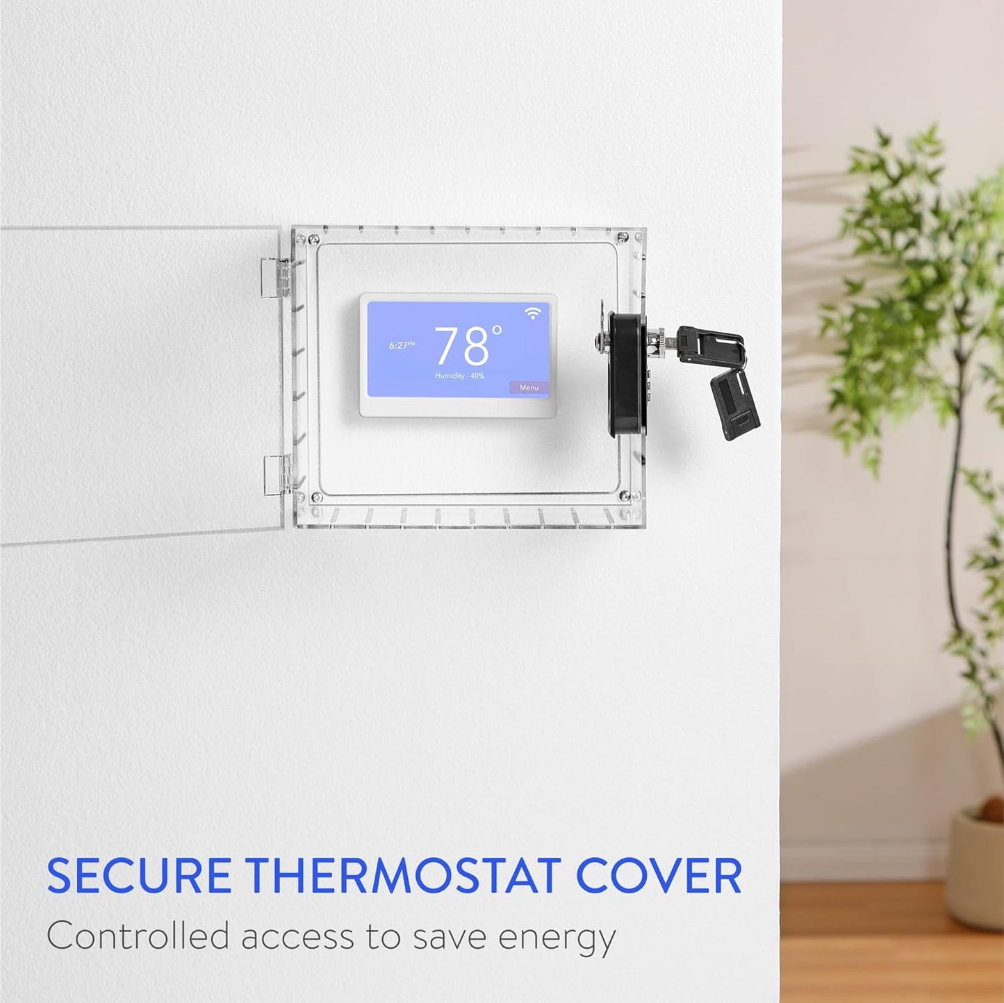 Fortstrong Thermostat Lock Box - Security AC Cover with Dual Combination and Key Locks - Air Conditioner Temperature Control Lockable Boxes - Locking Covers for Thermostats on Wall