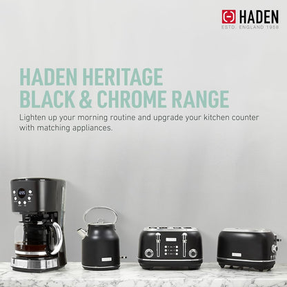 Haden 75041 Heritage 1.7 Liter (7 Cup) Stainless Steel Electric Kettle with Auto Shut-Off and Boil Dry Protection, Black/Copper