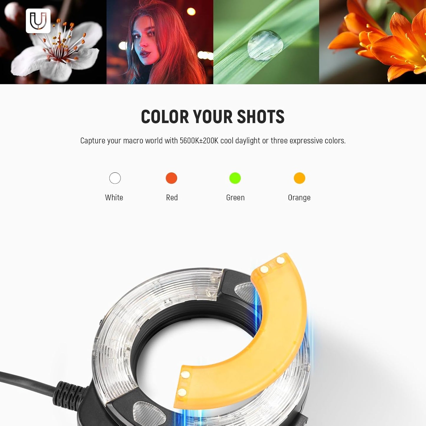 NEEWER RF1-S Marco Ring Flash Light Compatible with Sony Camera, 76Ws GN15 5600K TTL Lighting, 1-1/128 Output Front/Rear Curtain Sync Color Gels Lens Adapter Rings for Macro Photography Studio Photo - PuriLite