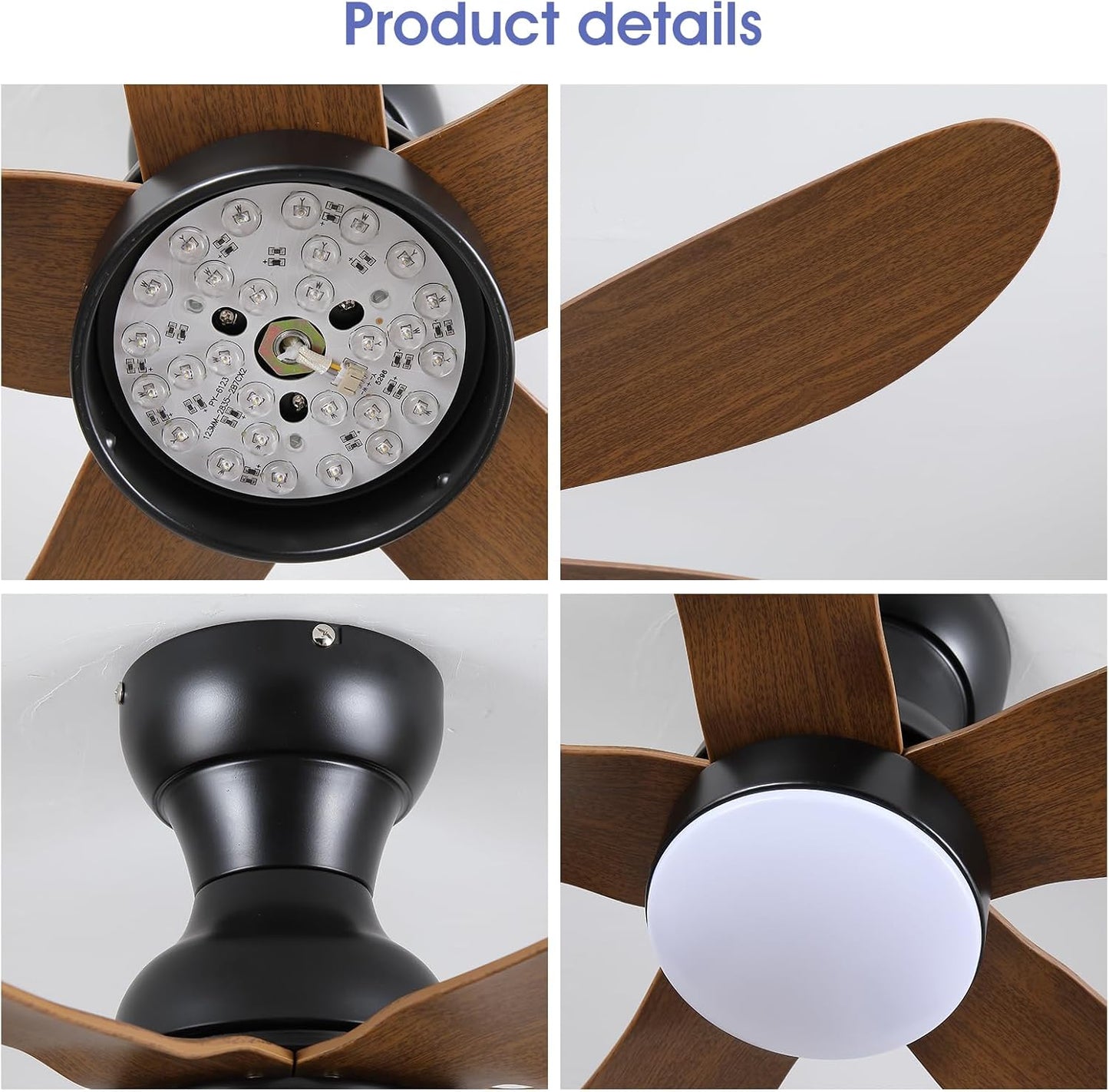 Modern Ceiling Fans with Lights Remote/APP Control, 29" Flush Mount Ceiling Fans with 3 CCT Dimmable Lights, Low Profile Ceiling Fans with 5 Propeller Blades LED Lights for Kids Room Bedroom, Brown - PuriLite