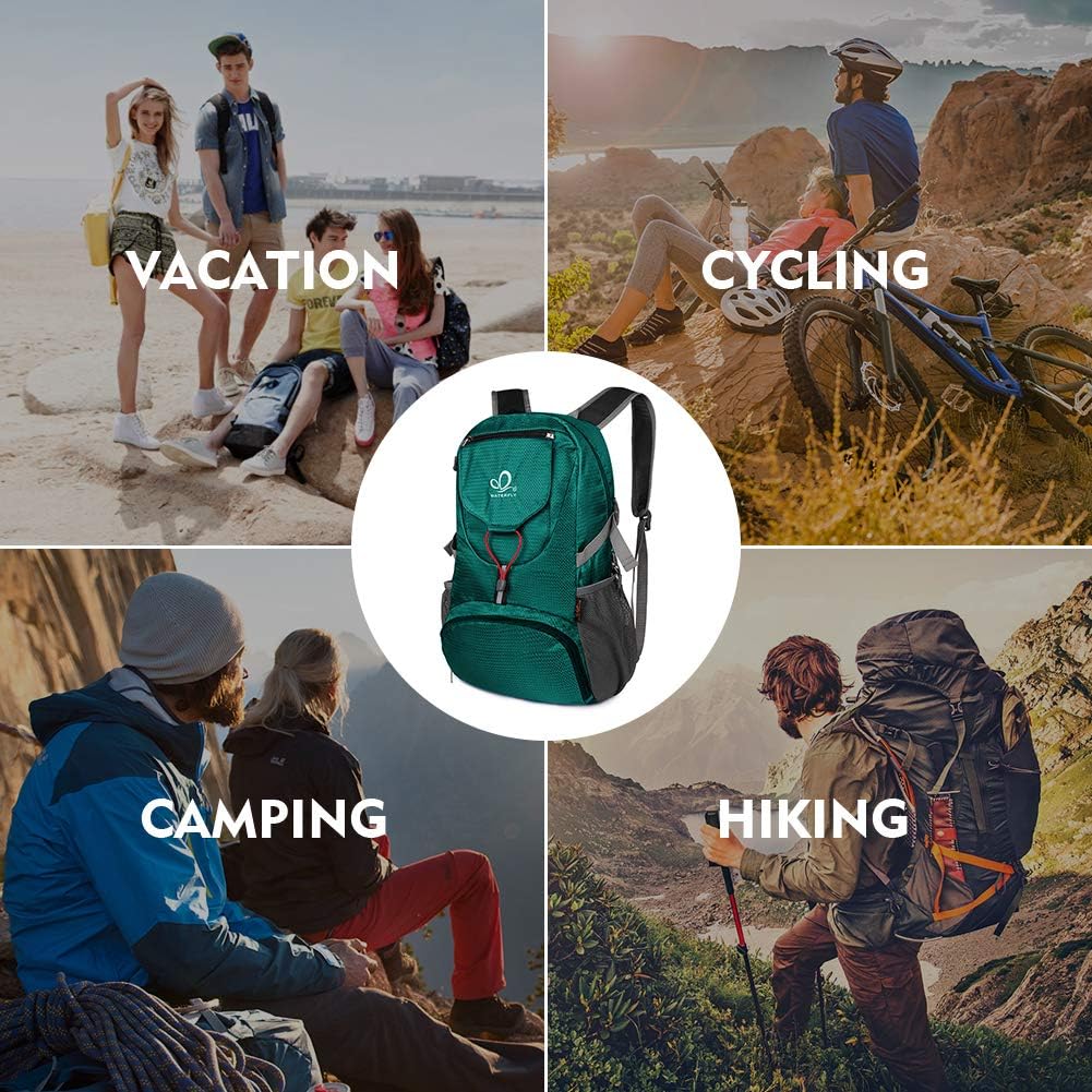 WATERFLY Hiking Backpack 20L Foldable Travel Backpack Lightweight Hiking Daypack for Outdoor Cycling Camping