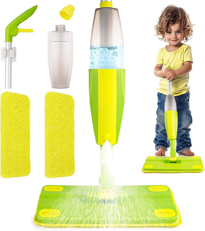 Kids Spray Mop Cleaning Toy Set with Real Working Mini Mop – Toddler Pretend Play Cleaning Kit with Spray Bottle and Washable Microfiber Pads for Learning and Fun - PuriLite