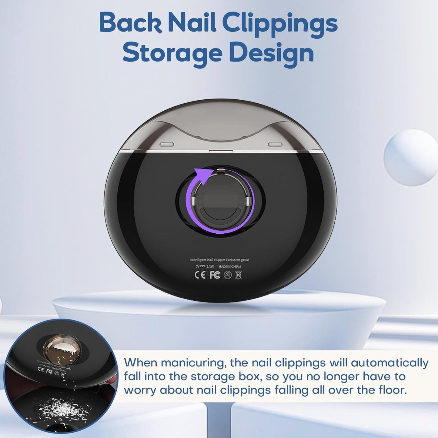 Automatic Electric Nail Clipper,with LCD Digital Display, Safety Baby Fingernail Nail Clipper, 3-Speeds Levels and Nail Clip Storage, USB Rechargeable Suitable for Babies,Children (Black)