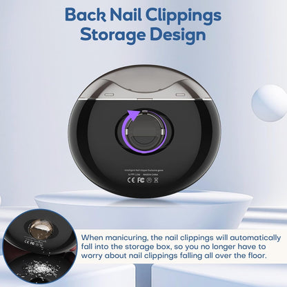 Automatic Electric Nail Clipper,with LCD Digital Display, Safety Baby Fingernail Nail Clipper, 3-Speeds Levels and Nail Clip Storage, USB Rechargeable Suitable for Babies,Children (Black)