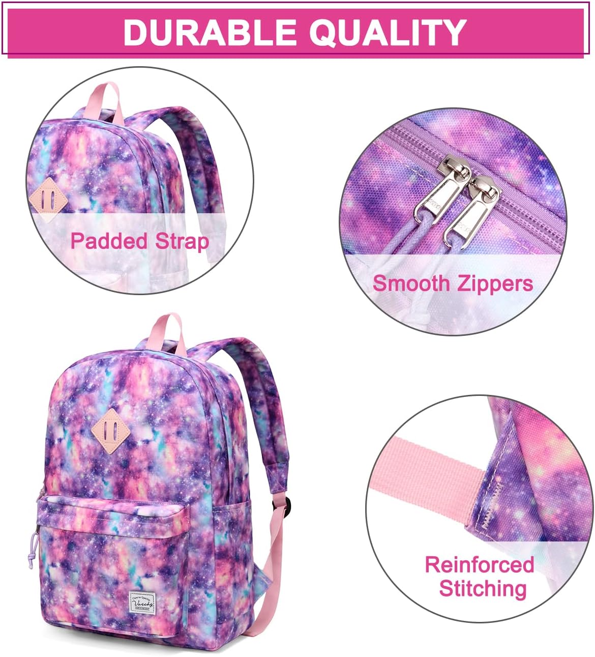 School Backpack for Kids, VASCHY Lightweight Water Resistant Casual Schoolbag Daypack for Men Women Teen Boys Girl Bookbag