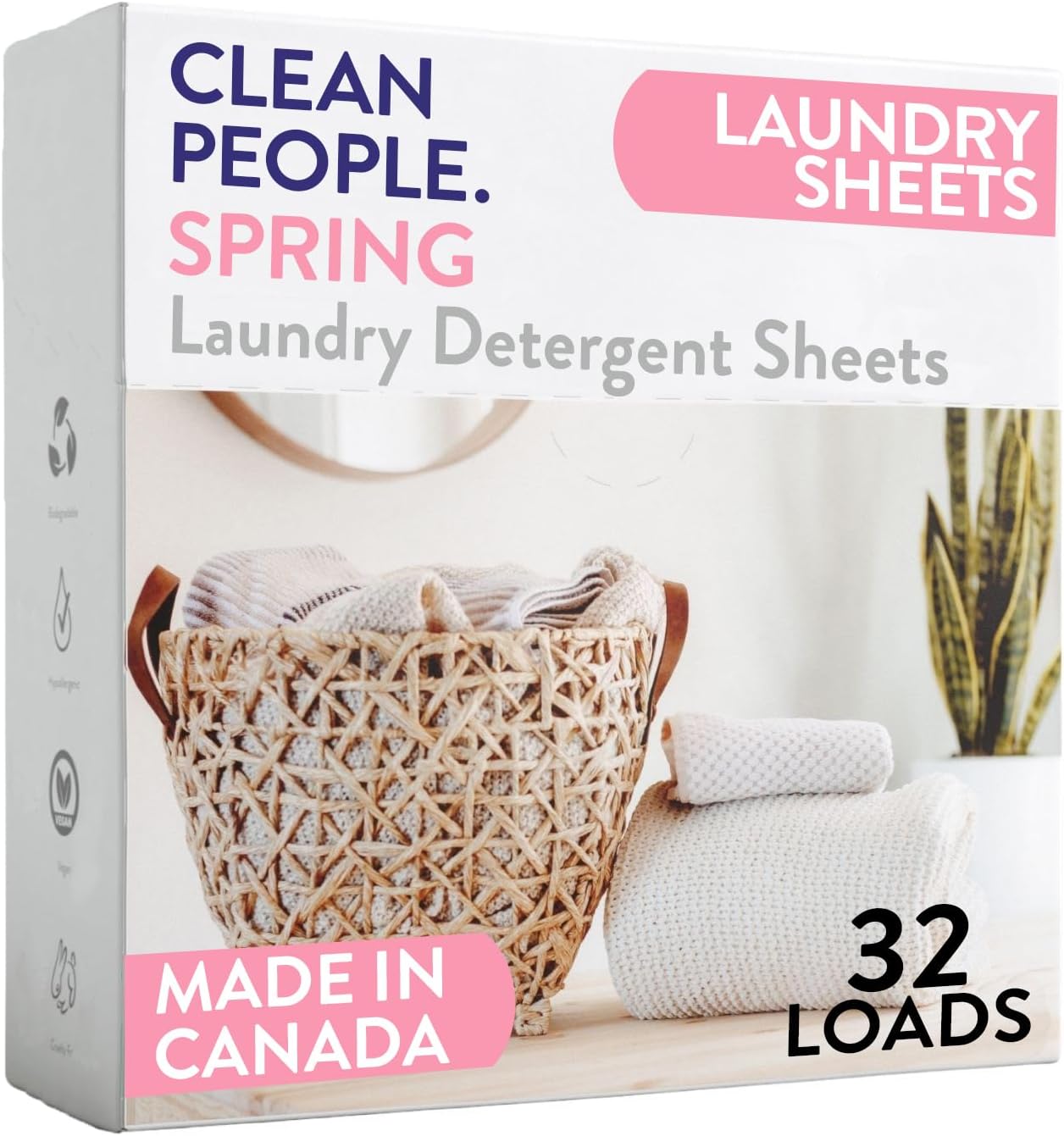 Clean People Laundry Detergent Sheets - Recyclable Packaging, Hypoallergenic, Stain Fighting - Ultra Concentrated, Laundry Soap - Fresh Scent, 96 Pack