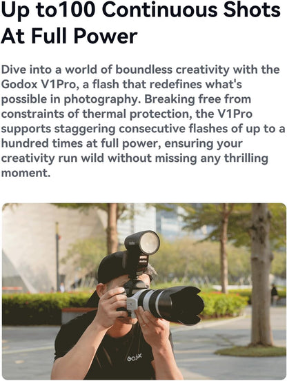 Godox V1S Professional Camera Flash Speedlite TTL Speedlight Round Head Wireless 2.4G Fresnel Zoom Compatible with Sony a7RII a7R a58 a99 ILCE6000L a7RIII a7R3 a9 a77II a77 a350 Camera for Photography