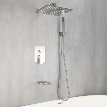 Fransiton Shower System Rain Shower System Set Ceiling Mounted, Rainfall Shower Head with Handheld, Bathroom Shower Kit (Valve Included) (8" - Wall Mount, Matte Black)