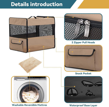 PETSFIT Soft Sided Dog Crate, Travel Dog Crate - 19 Inch Lightweight, Roomy, Easy to Set Up, Sturdy Portable Dog Kennel with Thick Mat, Navy Blue