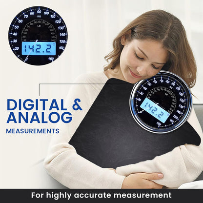 EILISON Highly Advance 2-in-1 Digital & Analog Weighing Scale for Body Weight-400lbs, 4 High Precison GX Sensor Accurate, Thick Tempered Glass, Extra Large Display (White)