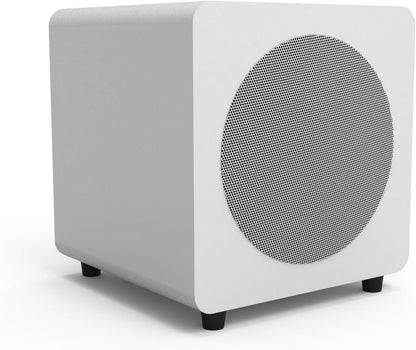 Kanto SUB8VMWW Sealed Powered Subwoofer with Grille | 300W Peak Power | 8" Woofer | Matte White