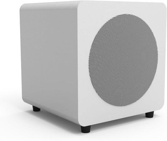 Kanto SUB8VMWW Sealed Powered Subwoofer with Grille | 300W Peak Power | 8" Woofer | Matte White - PuriLite