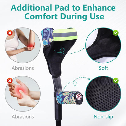 Forearm Crutch Pads and Hand Grip Covers for Open Cuff Crutches