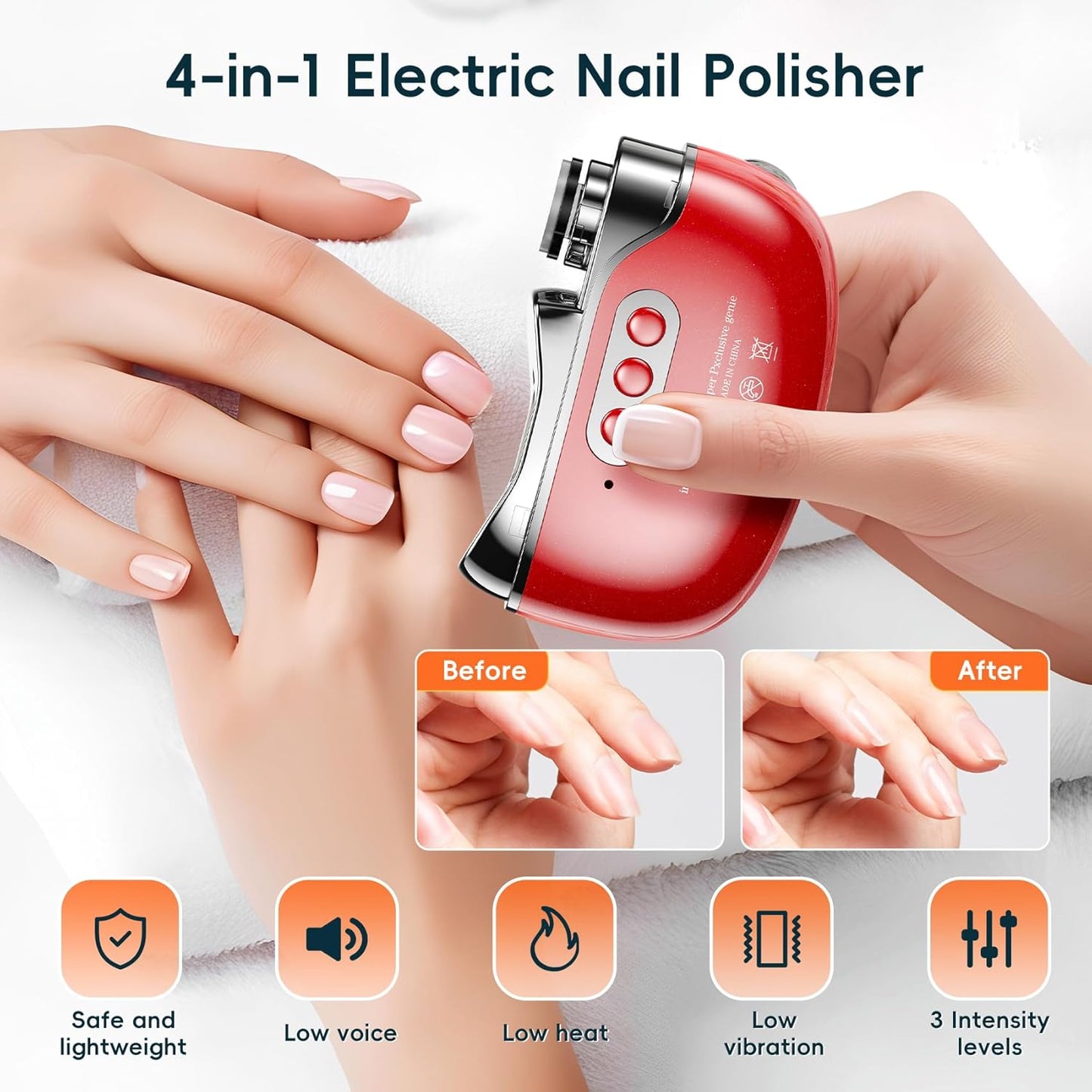 Electric Nail Clipper-3 in 1 Baby Nail Trimmer with Light & 3 Speeds, Fingernail Trimmer, Polisher & Clip Storage, USB Rechargeable Automatic Nail File for Baby, Kids, Adult Gift(Black)