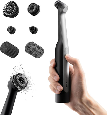 Electric Spin Scrubber for Tile and Grout | Rechargeable Waterproof Cleaning Brush | Bathroom and Kitchen Grout Cleaner | Rotating Power Scrub Brush | 12 Replaceable Heads for Corners and Crevices - PuriLite